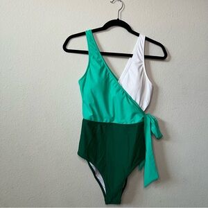 NWT!!  CUPSHE One Piece Bathing Suit Wrap Color Block Tie Side.